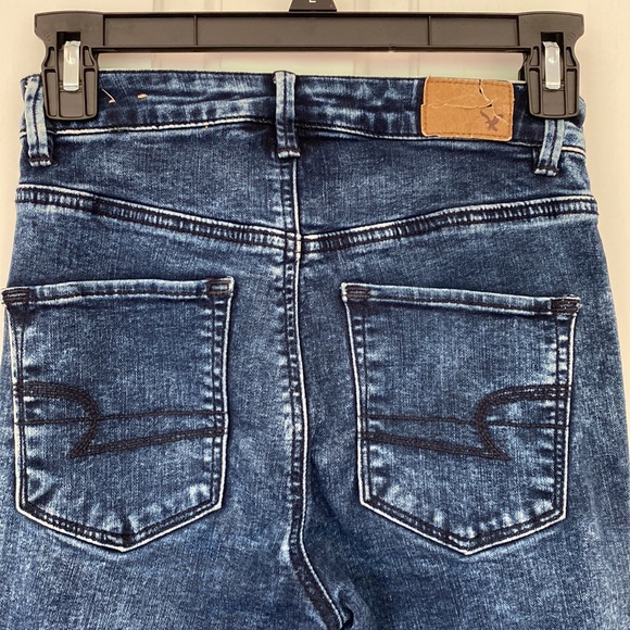 American Eagle Super Stretch Sky High - High Rise Dark Wash Denim Jeggings Jeans - Picture 8 of 12